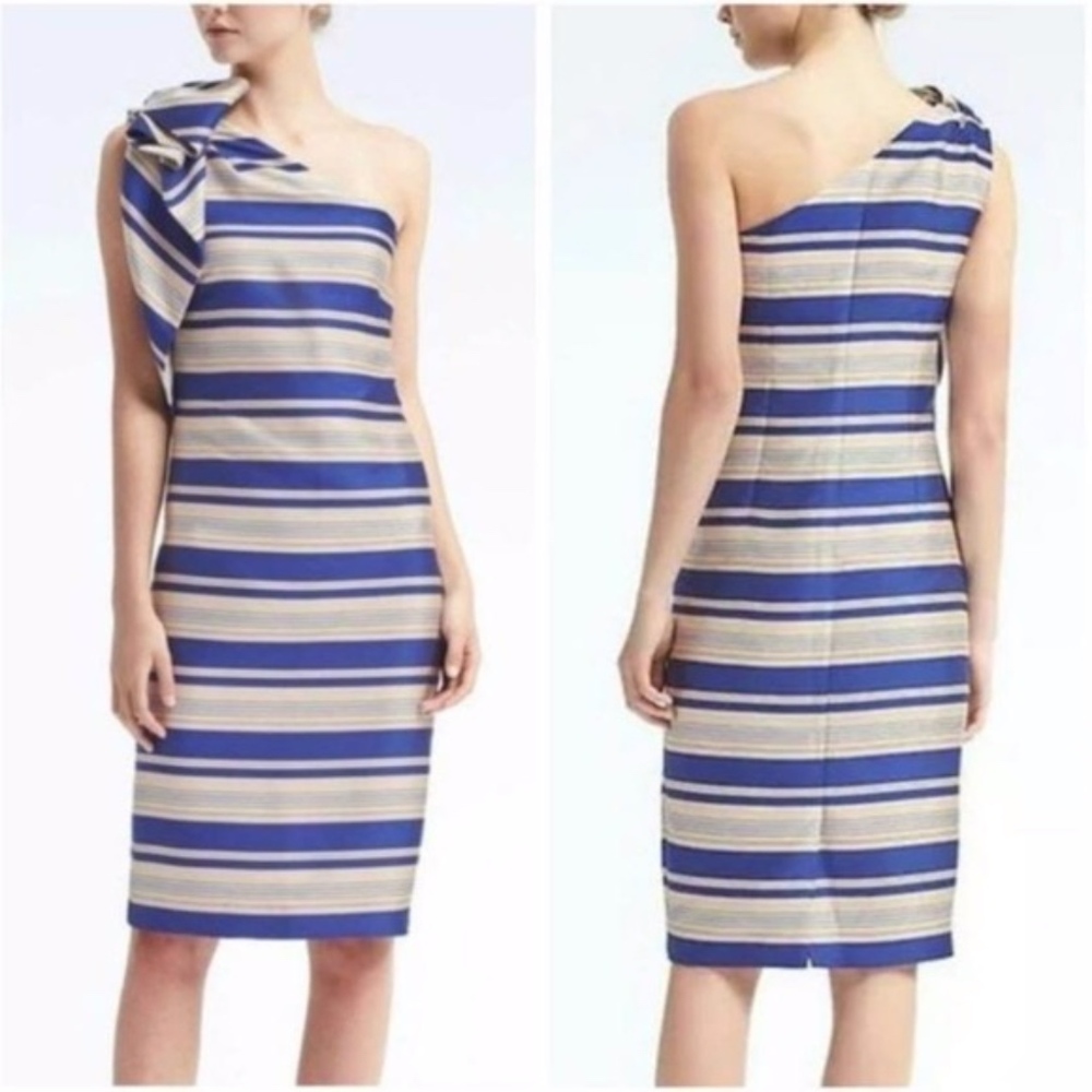 NWT Banana Republic One shoulder Striped Dress 2